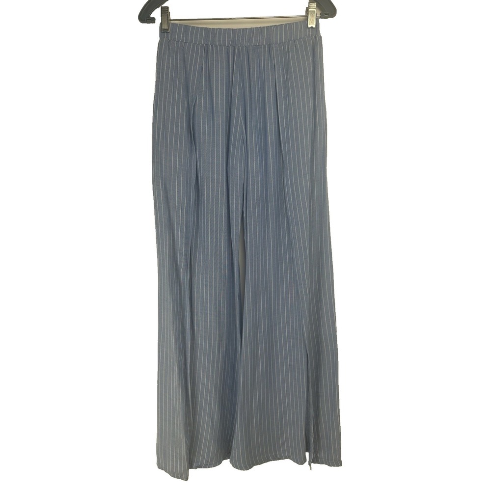 Umgee Blue Pinstripe Wide-Leg Pants